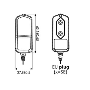 2xMOPP 6W 7.2V 0.83A <b>EU</b> Wall Mount Medical Power <b>Adapter</b> with 1.5M Output Cable - Product Image 2