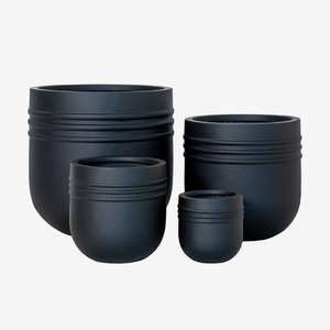 Juego de 5 macetas decorativas esféricas de fibra de vidrio negra lisa, estilo escandinavo, para jardín, patio, interior y exterior, de 30-60 cm, a precio económico. - Product Image 3