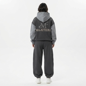 MA-ATTIERA <b>Women's</b> <b>2</b>-<b>Piece</b> Hooded Set Fleece Jogger Pants Casual Loose Fit All Seasons Streetwear <b>Outfit</b> - Product Image 2
