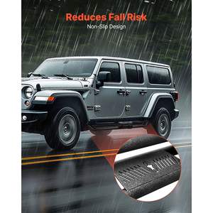 2007-2018 Jeep Wrangler JK 4 Door Black Carbon Steel Running Boards 6 Inches <b>Side</b> Steps Wide Non-Slip Hollow Surface Rustproof - Product Image 6