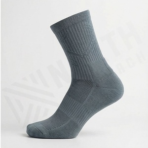 Crew <b>Socks</b> Solid Gray Knitted Breathable Polyester Spandex <b>Running</b> Athletic Summer Adults Regular Style - Product Image 3
