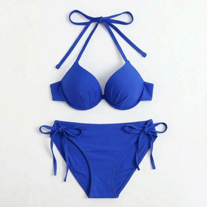 Bikini Sexy para Mujer, Conjunto de 2 Piezas con Copa Triangular de Color Sólido, para Spa, Hotel, Resort, Playa, Traje de Baño Informal - Product Image 4