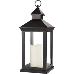 Lanterne en fer noire, porte-bougie sans flamme, décoration lumineuse pour la maison, les mariages et les fêtes, lanternes suspendues ou au sol - Product Image 2