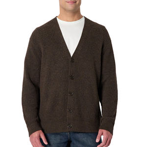 Cárdigan de Hombre para Otoño/Invierno, Suéter Tejido Grueso, Cuello Alto, Logotipo Frontal, Color Sólido, Chaqueta Sencilla y Moderna - Product Image 1