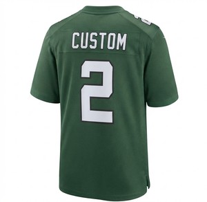 Maillot de football américain vert personnalisé, numéro 2, col en V, manches courtes, polyester respirant, coupe classique pour homme - Product Image 2