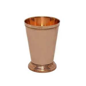 Pedestal Pure Copper Eco-Friendly Drinking Tumbler Straw <b>Beaded</b> Rim Pattern <b>Large</b> Capacity Office Home Use Ayurvedic Health - Product Image 1