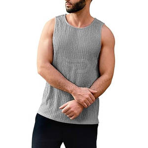 Camiseta sin mangas tipo waffle de algodón/poliéster con logo personalizado para hombre, de alta calidad, la más vendida a un precio razonable. - Product Image 6