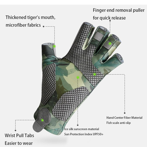 Guantes de Pesca Personalizados, Proveedor OEM de Fábrica, Guantes Transpirables para Deportes al Aire Libre, Protección UV, Antideslizantes, Venta al Por Mayor - Product Image 3