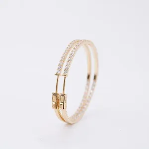 Pendientes de Aro de Oro Amarillo Sólido de 14K con Moissanita en el Interior y Exterior, Corte Redondo de 2 Quilates - Product Image 4