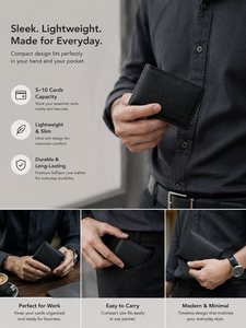Beena's Genuine Leather Business <b>Card</b> <b>Holder</b> Minimalist <b>Wallet</b> Button Closure RFID Blocking 5 Inch Size Office Gift Custom Logo - Product Image 4