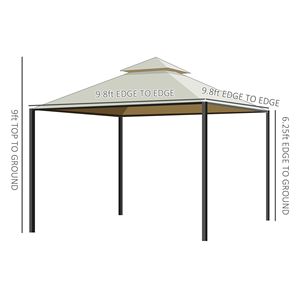 Gazebo de Acero para Patio Exterior de 10 x 10 con Techo de Dos Niveles y Cortinas de Poliéster para Privacidad, Diseño Grande, Toldo y Pérgola - Product Image 2