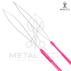 Professional Pink Hair Extension Loop <b>Needle</b> Tool Wire <b>Threader</b> Pulling Hook for Micro Ring Link Beads Salon Tools - Product Image 3