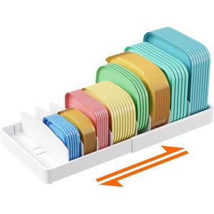 Organizzatore per Armadio da Cucina con 8 Divisori Regolabili, 9 Scomparti, Contenitore Espandibile per Alimenti con Supporto per Coperchi, per Organizzazione Dispensa - Product Image 1