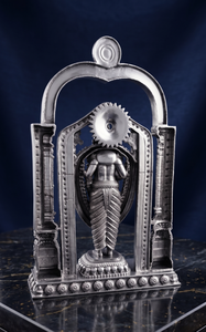 Jaipur Metals - Ídolo de Tirupati Balaji Chapado en Plata Oxidada 999 |   100% Latón |   15x5x23cm |   840g |   Pooja Religiosa de Mesa para Diwali - Product Image 5