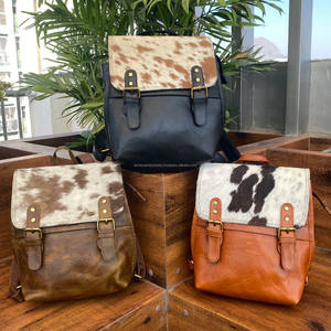 Mochila de cuero de piel de vaca auténtica de Venta caliente estilo occidental Unisex 2 en 1 mochila escolar multiusos y bolsos de moda a granel al por mayor - Product Image 4