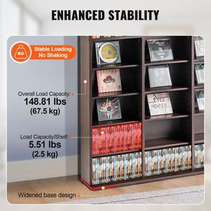 Mobile Portaoggetti per Soggiorno, Scaffale DVD a 9 Livelli, Capacità 756 CD, 27 Scomparti Regolabili, Organizza e Protegge - Product Image 1