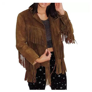 Ladies <b>Fringe</b> Leather <b>Jacket</b> Western Cowboy Suede Tassel Outerwear Fashion Coat Motorcycle Biker Custom Wholesale OEM - Product Image 5