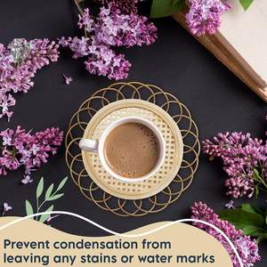 Bamboo Boho Rattan <b>Coasters</b> Woven Wicker Retro Rustic <b>Drink</b> <b>Coasters</b> for Coffee Tea Beverages Natural Table Placemats for Home - Product Image 2