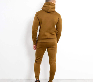 Men's Brown Hooded Sweatshirt <b>Set</b> 100% Cotton Color Blocking Casual Winter Wear FRENCH TERRY <b>Knitted</b> Streetwear Hoodie & Pants - Product Image 6