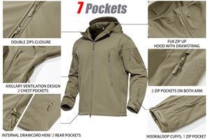 Premium Softshell <b>Jacket</b> Men's Black Waterproof Outdoor Windbreaker <b>Fleece</b> <b>Lined</b> Work Wind Resistant 4 Way Stretch Stand Front - Product Image 5