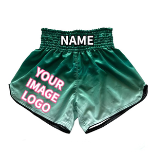 Pantalones Cortos de Muay Thai con Logotipo Personalizado al por Mayor, Pantalones Cortos de Boxeo Tailandés de Material Satinado Premium para Entrenamiento de Kickboxing y MMA - Product Image 3