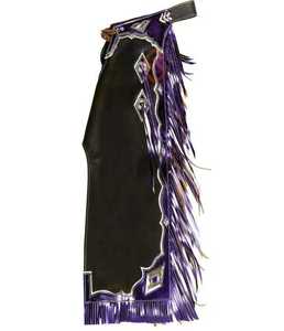 Professional Rodeo Leather Full Chaps with Chinks Handmade Fringe Detailing and Reinforced <b>Snap</b> Closures Cowboy Ranch Riding - Product Image 1