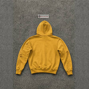 Sudadera con capucha con cremallera y estampado GOLDEN ANGEL, estilo oversize moderno, con cremallera frontal y efecto desgastado, para uso diario. - Product Image 6