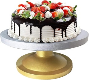 Support à gâteau de luxe en métal doré avec piédestal et bordure en dentelle, plateau de présentation de desserts pour mariage, anniversaire, décoration de fête - Product Image 3