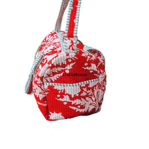 Sacs de voyage fourre-tout ouverts vintage en coton pur 100% matelassés et colorés faits à la main pour femmes voyageuses - Product Image 3