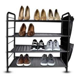 Durable 4 Tier Black Metal Shoe Rack Organizer with Multi Shelf Storage for Sneakers Boots and Dress Shoes - Product Image 4