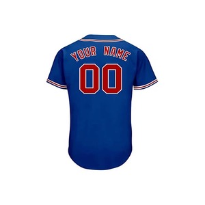 Custom Baseball Jersey Unisex Blue Full Sleeve Team Name 00 Embroidered <b>Polyester</b> Breathable Winter Anti-Bacterial Regular Fit - Product Image 2