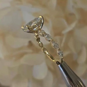 Cushion Cut Lab Diamond Engagement <b>Ring</b> in 14K Yellow Gold with IGI Certified & VVS Clarity for Women's from <b>Indian</b> Supplier - Product Image 3