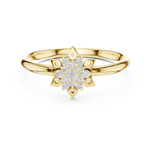 Anillo de Diamantes de Oro Sólido de 14k con Motivo de Copo de Nieve para Mujer, Corte Brillante Redondo, Anillo de Compromiso Clásico, Diseño Minimalista, Anillo para Regalo - Product Image 1