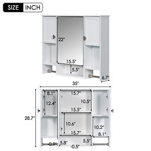 Moderno Armadietto da Bagno a Parete 35 X 28 con Specchio, Armadietto Portamedicinali e Portasciugamani - Product Image 5