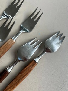 Ensemble de fourchettes et de spatules à salade en bois avec têtes en acier inoxydable, écologiques, compatibles lave-vaisselle, micro-ondes et four - Product Image 2