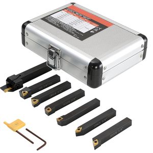 Set di 7 Utensili per Tornitura CNC da 3/8 di Pollice, Portautensili in Metallo per Lavori Pesanti con Inserti in Carburo Rivestiti in Titanio e Componenti del Cuscinetto - Product Image 1