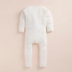 Pelele con cremallera de elastano de bambú de color leche de calidad superior ropa cómoda para bebés - Product Image 2