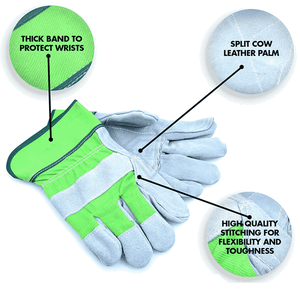 Guantes de Trabajo de Algodón Verde, Transpirables, Estilo Liso, para Uso en Exteriores, Primavera/Verano, de Algodón y Cuero, para Jardinería - Product Image 5