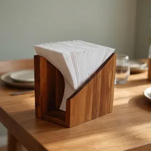 Porta Servilletas de Madera de Acacia, Organizador de Mesa, Soporte Decorativo para Papel, Dispensador de Servilletas Hecho a Mano para Cocina, Restaurante y Comedor - Product Image 1