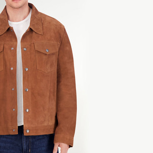 Premium Design Winter <b>Suede</b> <b>Leather</b> <b>Jacket</b> Stand Front Breathable Windproof Refined Texture Comfortable Wear Designed - Product Image 5