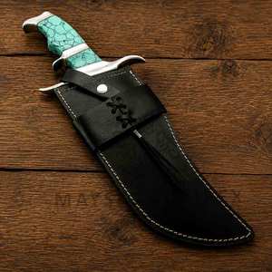 Couteau de chasse Ram bo en acier inoxydable fait main, manche unique, étui, couteau de survie, couteau de chasse Bowie, couteau de camping - Product Image 5
