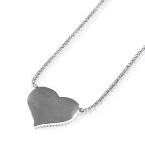 Silver Heart Tennis Necklace Pendant Lab Grown Diamond Custom Photo Insert <b>Memory</b> Pendant - Product Image 2