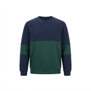 Mens <b>Navy</b> Green Color Block Crewneck <b>Sweatshirt</b> Casual Streetwear Pullover Long Sleeve Top - Product Image 3