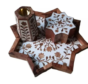 Ensemble de brûleur à bakhoor PearlLuxe Heritage, fait main, incrustation de nacre, mosaïque de coquillages, porte-encens pour décoration de maison de luxe - Product Image 4