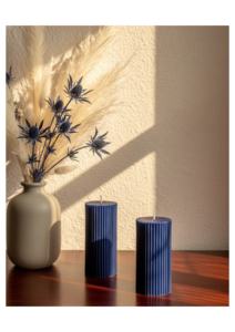 Bougie Pilier Côtelée Faite à la Main en Cire de Soja Naturelle Écologique, Décoration de Noël pour la Maison avec Parfum Personnalisé pour Mariages et Fêtes - Product Image 3