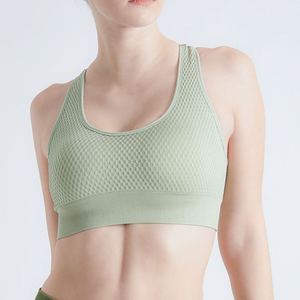 Soutien-gorge de sport côtelé élégant pour femme, sans couture, rembourré, pour l'entraînement, la gym, le yoga, la course et le fitness - Product Image 1