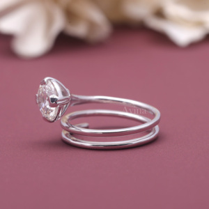 IGI Certified Lab Grown Round Diamond Spiral <b>Wrap</b> Ring 18K White / Rose And Yellow Gold Modern Solitaire Engagement Ring - Product Image 2