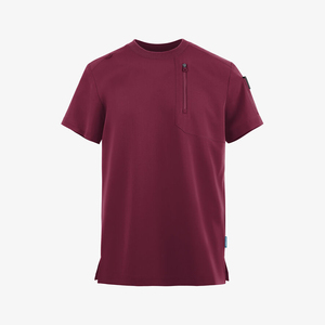 Haut de blouse médicale gris pour homme avec poche zippée, en coton et polyester tricoté, uniforme d'hôpital - Product Image 5