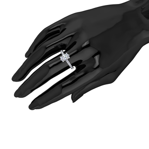 Divya Creations Women's 925S <b>Solid</b> <b>Silver</b> Rhodium Plated Classic Design Prong Setting Brilliant Cut IGI Certified 1.4Cts Ring - Product Image 2