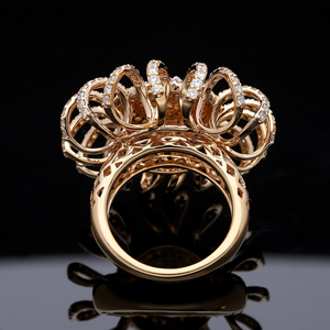 Luxury 18K Solid <b>Gold</b> <b>Cocktail</b> <b>Ring</b> With Round Brilliant Cut Diamond Star Shape For Women Party Jewelry - Product Image 3